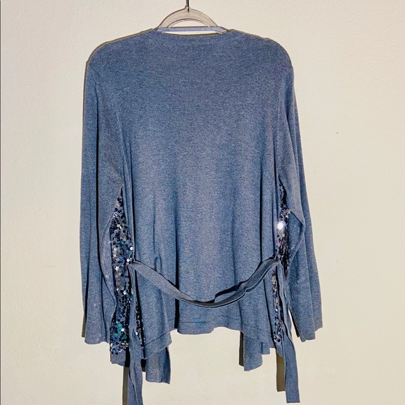 APT.9 Sequin Open Front Belted Cardigan - Picture 3 of 5